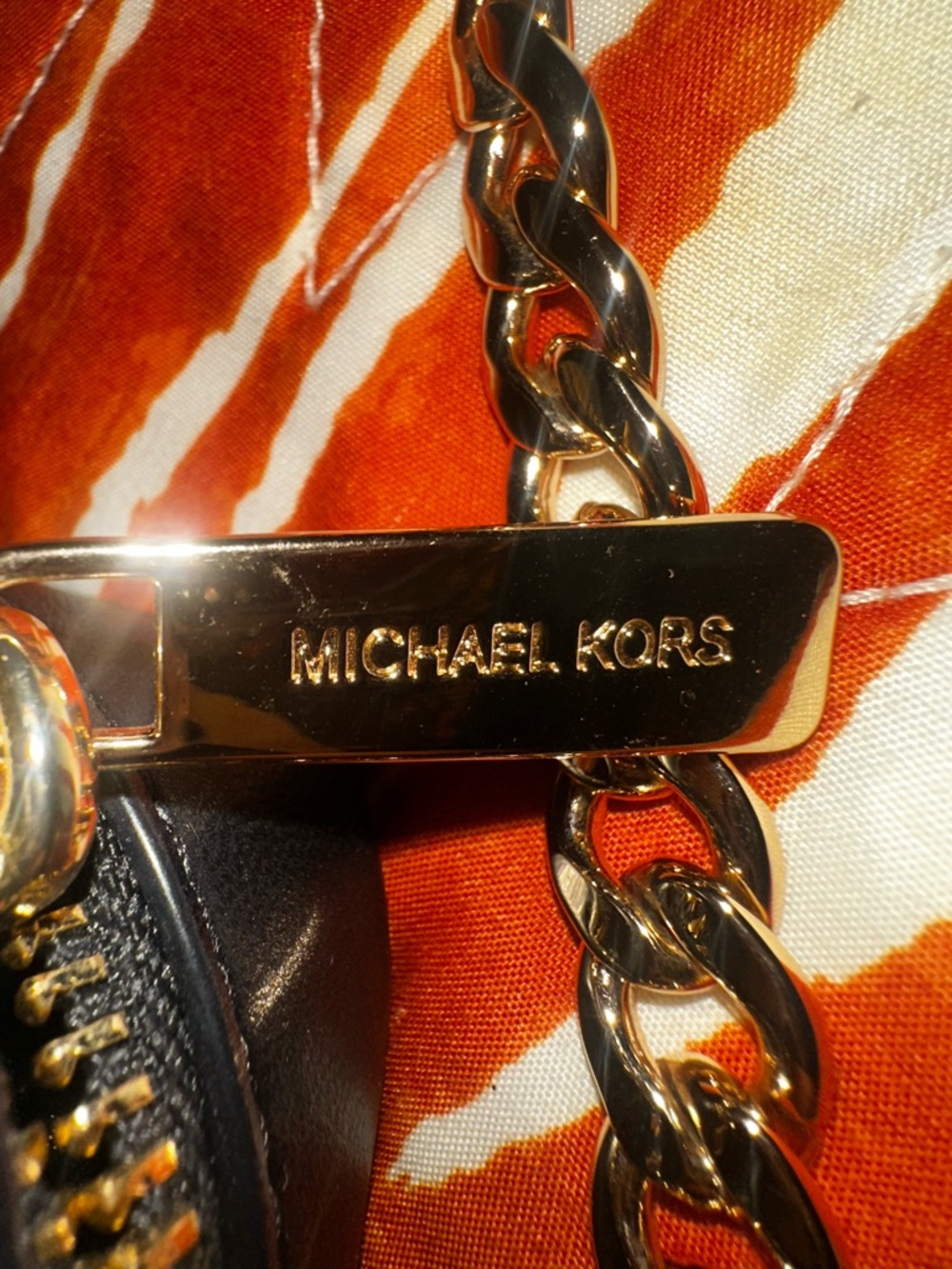 Michael Kors Black Quilted MK Logo Crossbody with Gold Hardware - Picture 5 of 8